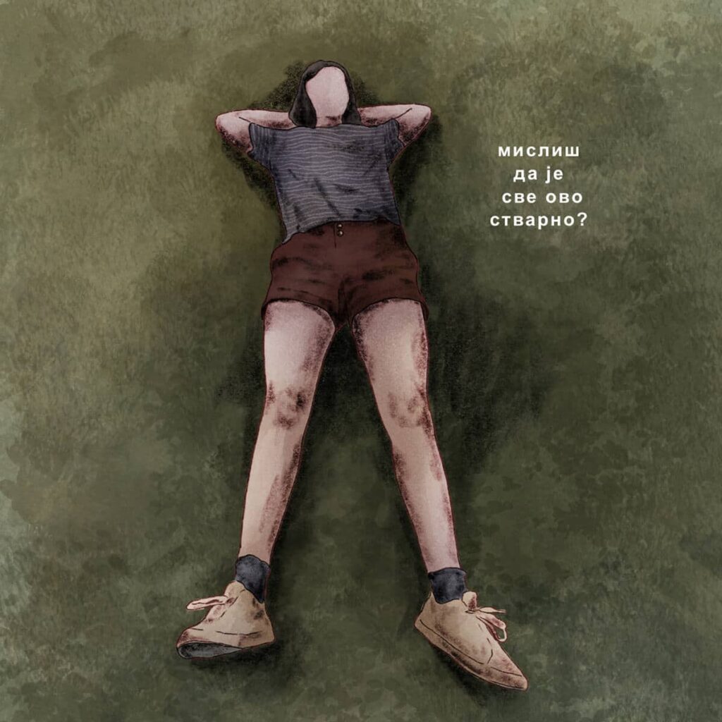 A girl lying on the ground