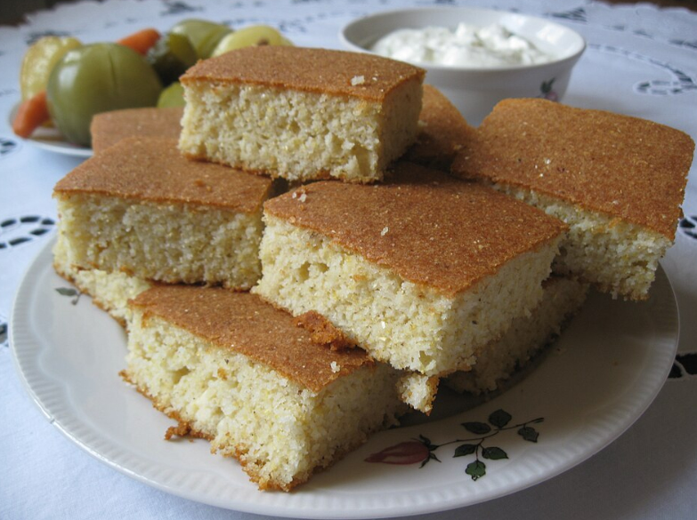 Pieces of Serbian cornbread.