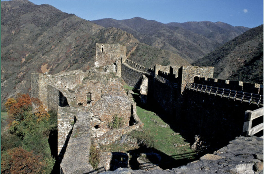 Maglič Fortress overlooking the surrounding hills